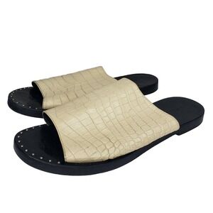 Freda Salvador Womens Pure Croc Print Cream Leather Slides Sandals Size 5 Italy